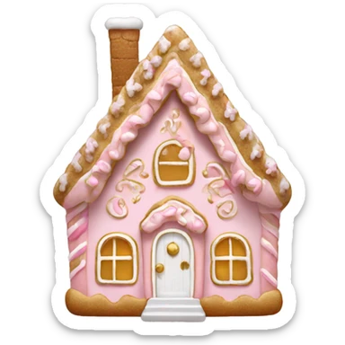 light pink and gold and white gingerbread house sticker