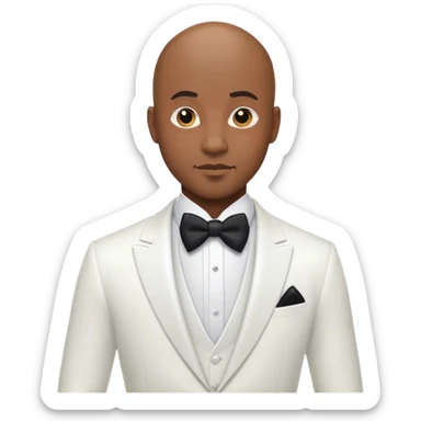 Bald black man in white tuxedo  sticker