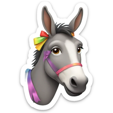 Cute donkey with a bow sticker