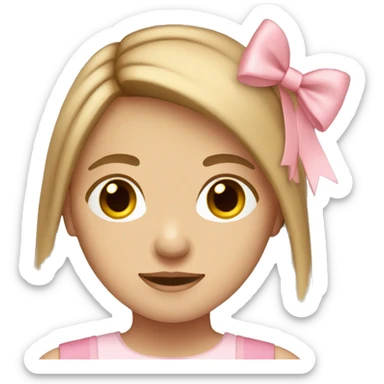 Teenager girl long light Brown hair light-pink bow sticker