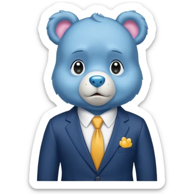 Care bear with a suit sad in the metro sticker