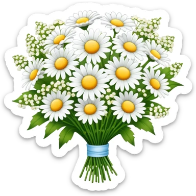 daisy and babies breath bouquet  sticker