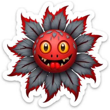 Grey creepy flower with red and blood on inside but as a monster sticker