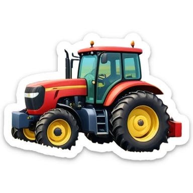 An icon showing close-up tractor in a colorful rural landscape, inspired by Farming Simulator 22. The design features vibrant fields, barns, and crops under a bright sky, with tractors working the land. The peaceful and immersive farming environment is highlighted with a transparent background sticker