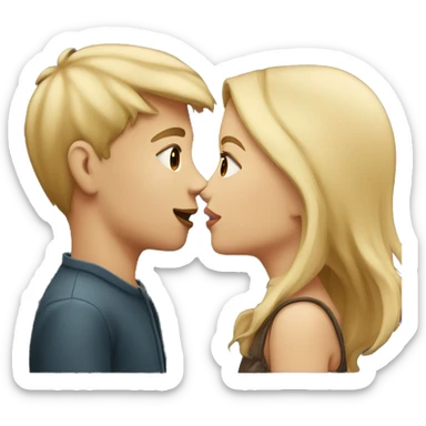 blonde boy and dark blonde girl kissing sticker