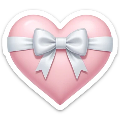 Pastel pink heart with white bow sticker