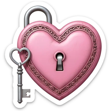vintage pink heart-shaped lock and key sticker