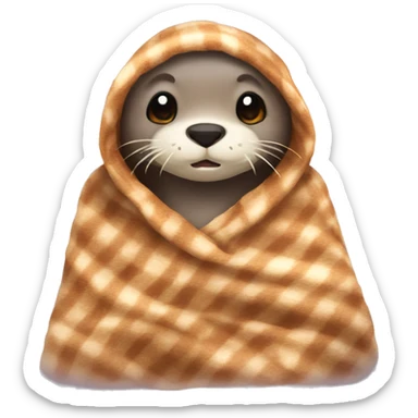 otter cozy in blanket sticker