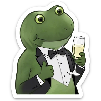 Man I’m tuxedo winking and holding champagne  sticker