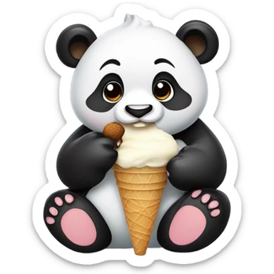 Panda eating ice cream sticker