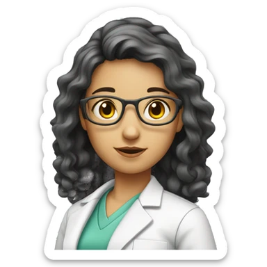 A scientists girl with semicurly air sticker