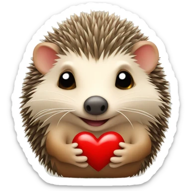 Hedgehog with a red heart in his paws  sticker