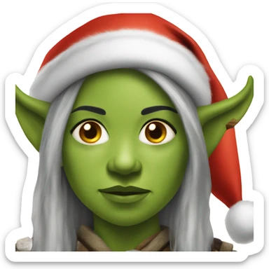 orc female warrior with santa hat sticker