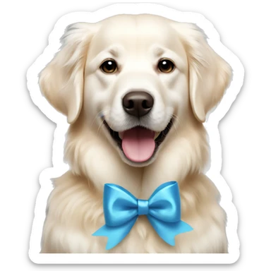 white golden retriever having birthday sticker
