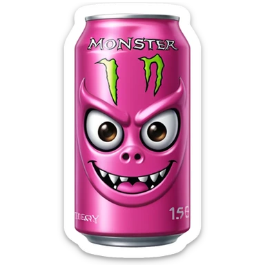 Pink monster energy drink with the logo of original monster company energy drink do not add the face in it just normal monster can  sticker
