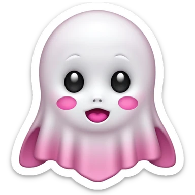 fantasma cute con lazo rosa sticker