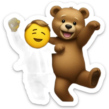 macron dancing with ted bear sticker