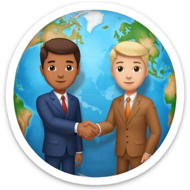 Shake hands and a globe showing negotiation of climate change sticker