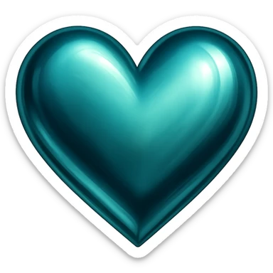 heart with a metallic teal finish, digital illustration sticker
