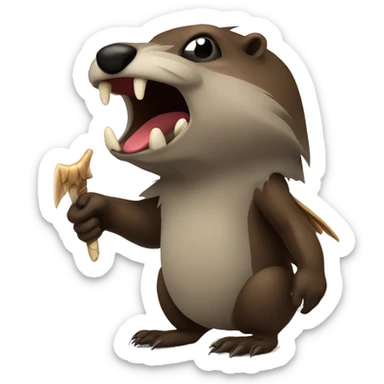 Side profile of evil beaver with wings sticker