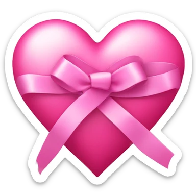 pink heart with ribbon sticker