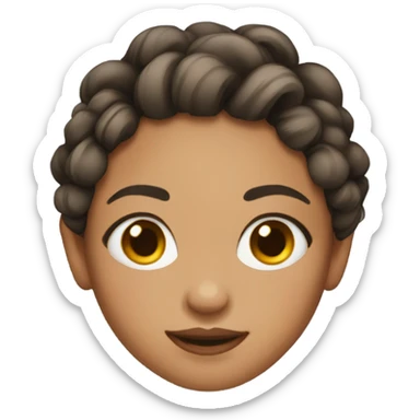 a medium skin girl with brown eyes and big puffy pigtails sticker