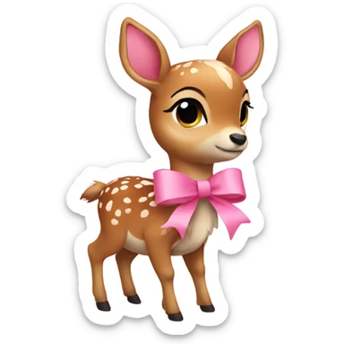 Fawn ribbon pink sticker