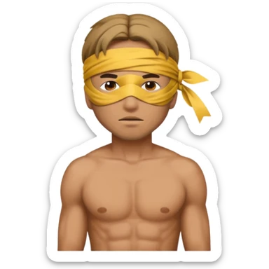 tied up man with blindfold shirtless sticker