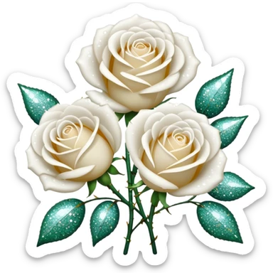 Glitter White Roses sticker