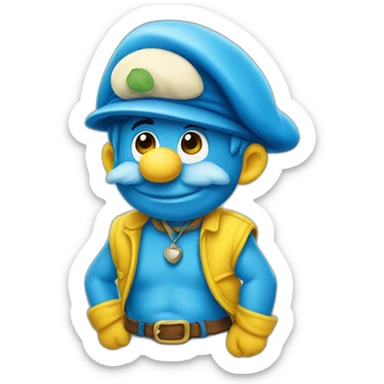 smurf in yellow hat  sticker