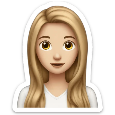 White girl with long brown hair sticker