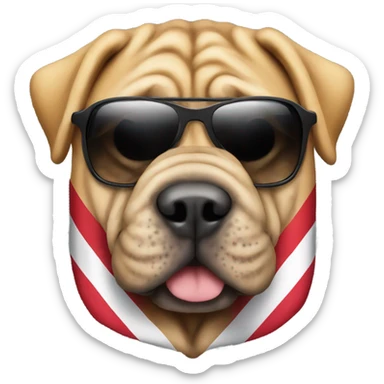 sharpei with sunglasses holding indonesian flag sticker