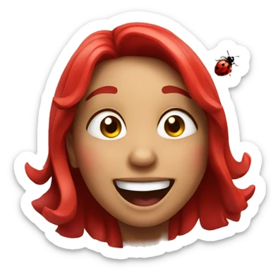 Laughing girl and flying ladybug  sticker