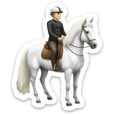 a white horse with a rider sticker