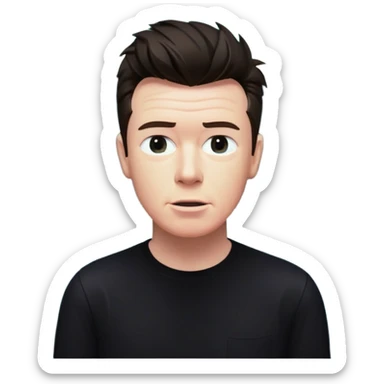 Rick Astley at a lake surrounded by a forest at nighttime with 60-65% of his face gone and the lake is behind him and the background is almost pitch black and the entire picture including Rick Astley is a staticky glitchy horror type sticker