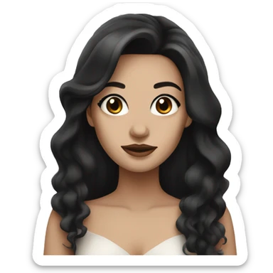 woman with long black hair white skin makeup  brown eyes in a dress sticker