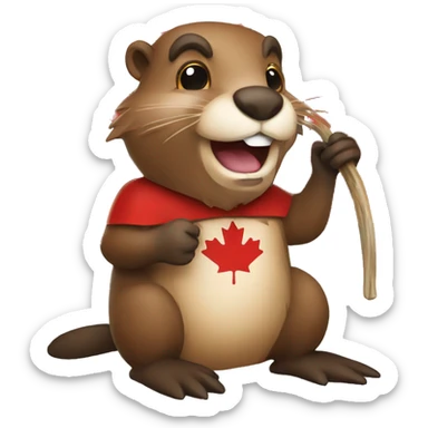 beaver canadian flag  sticker