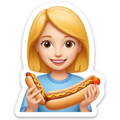 girl holding hot dog sticker