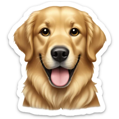 Golden retriever with a black spotted tongue sticker