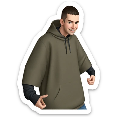 smiling boy in hood sticker