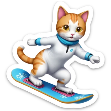 Cat snowboarding  sticker
