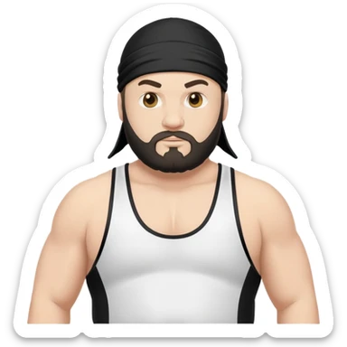 White skin fat guy with black durag and black beard in wrestling singlet sticker