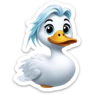 duck with hair like Elsa from frozen  sticker