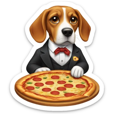 Beagle wearing suit eating pizza sticker