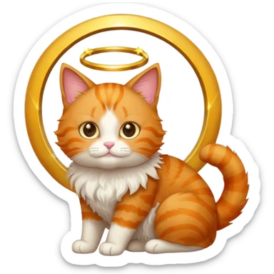Orange cat with halo sticker