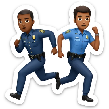 Black man running from the a white police officer  sticker