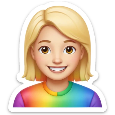 pride character, smiling, rainbow colors, inclusive and joyful vibe, modern Apple emoji style, clean vector look, soft gradients, simple background sticker