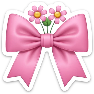 pink cute aesthetic bow with flowers no background sticker