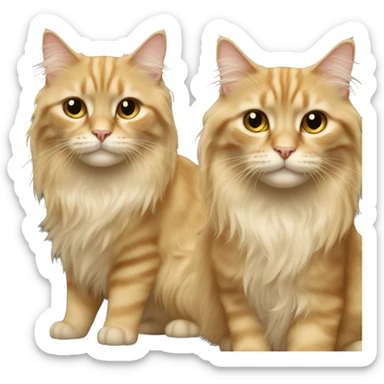 Two longhair cats, one is golden, one is creamy sticker