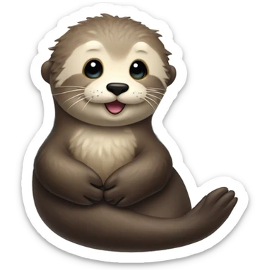 Sea otter with fairy wings listing to music sticker